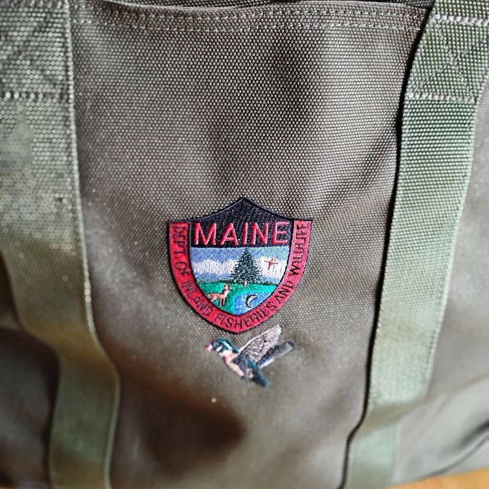 L.L. Bean Olive Green Duffel with Embroidered Maine Patch
